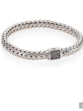 John Hardy Silver Woven Bracelet with Pavé blue sapphires